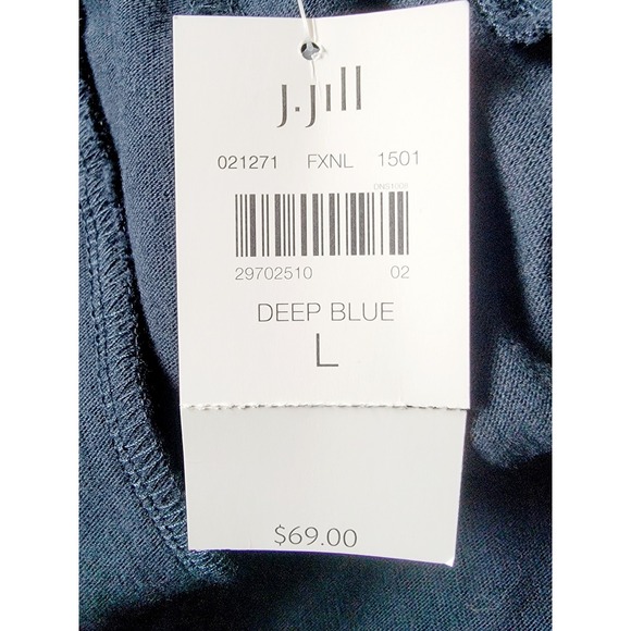 J Jill L Navy Blue Pants Cotton Pull On Size Large Drawstring Pckts NWT RV $69 - Picture 5 of 7